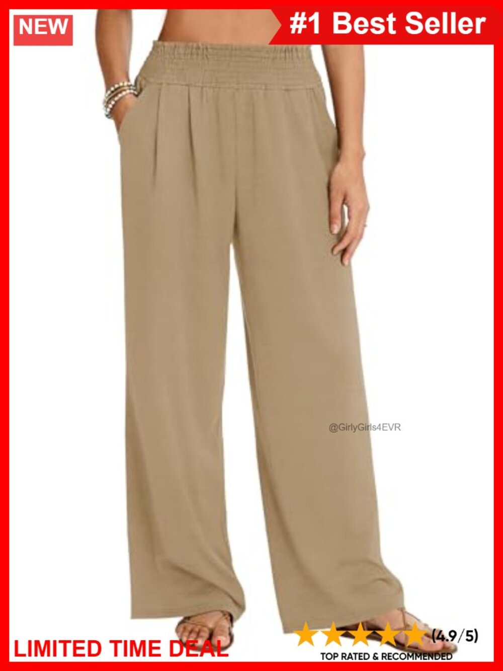 LOMON Palazzo Pants Wide Leg High Waist Beach Vacation Boho Trousers